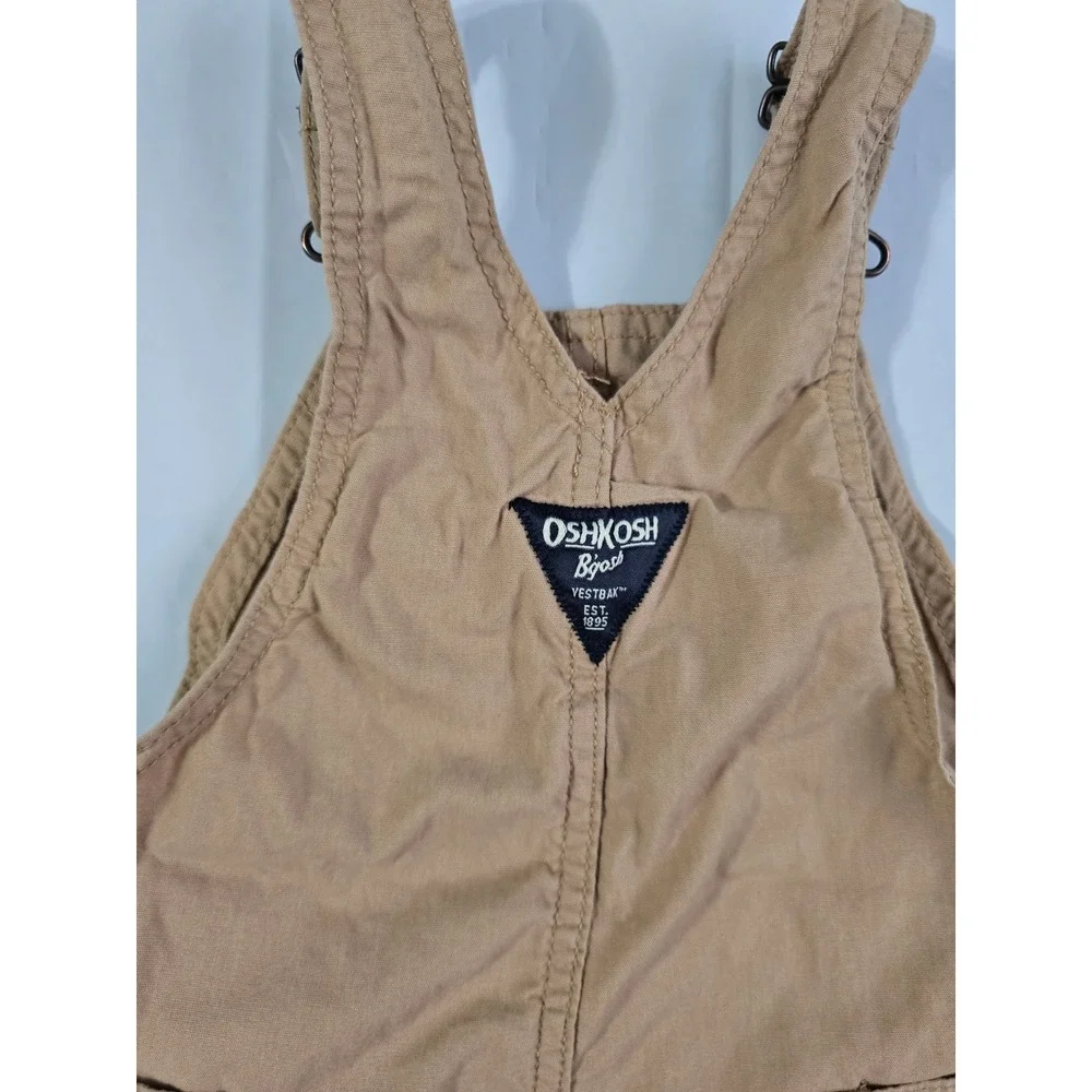 OshKosh Bgosh Toddler Boys Khaki Canvas Overalls Tan 18M 1T273010
